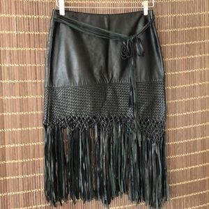 Vintage Bebe Leather Fringe Skirt Sz 4